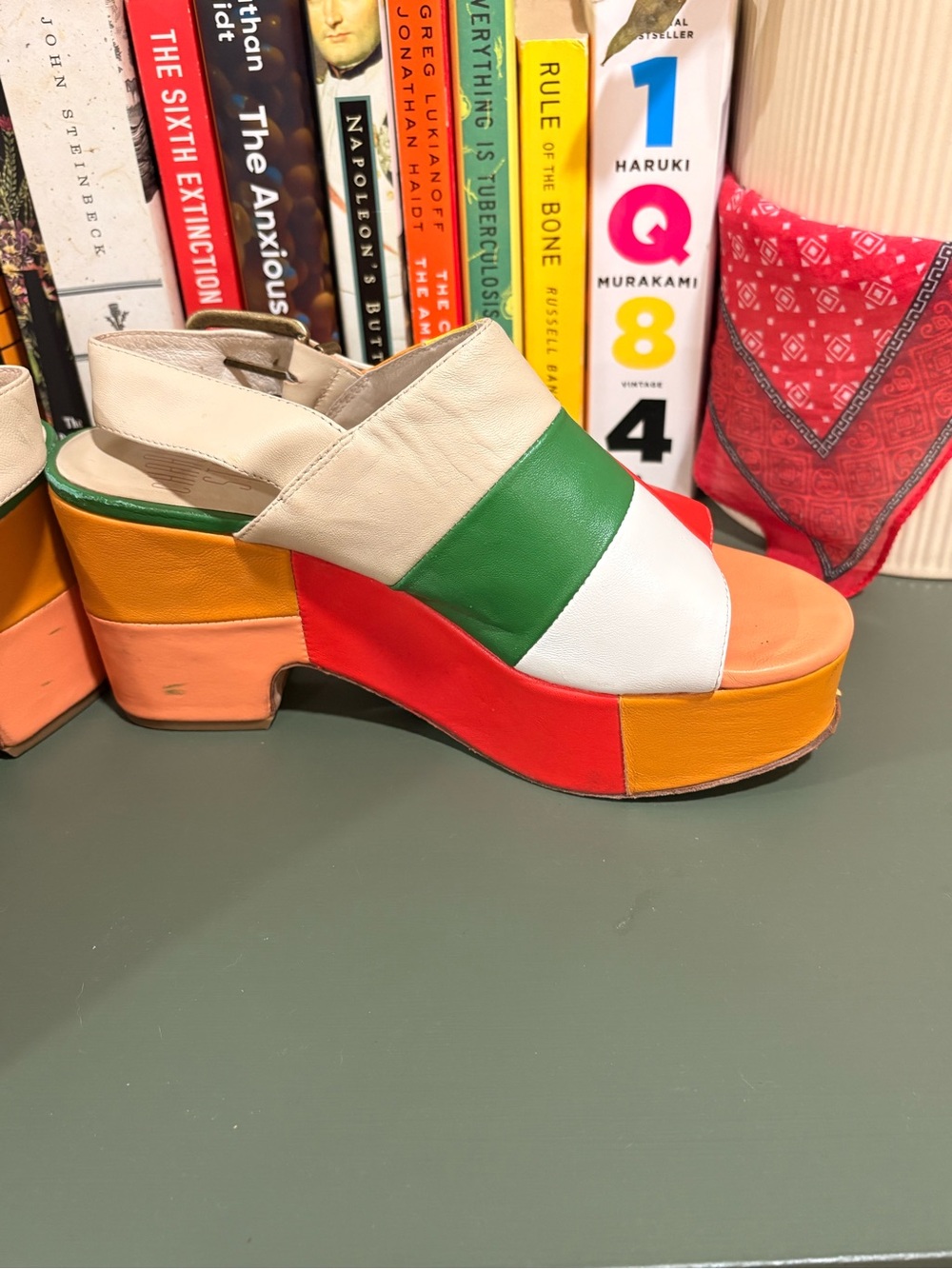 Multicolor Women’s Platform Sandals — Green, Red, Yellow, Orange, White - Picture 2 of 7